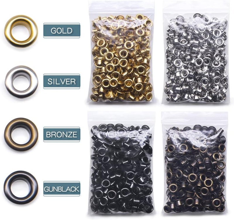 SEMINI Grommet Kit 800 Sets Gronmets Eyelets with 3 Pieces Install Tool Kit, 4 Colors - Image 3